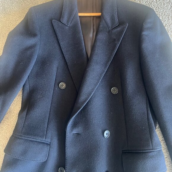 Vintage Men's San Remo Long Dress Coat, Navy, 38R - Picture 5 of 11